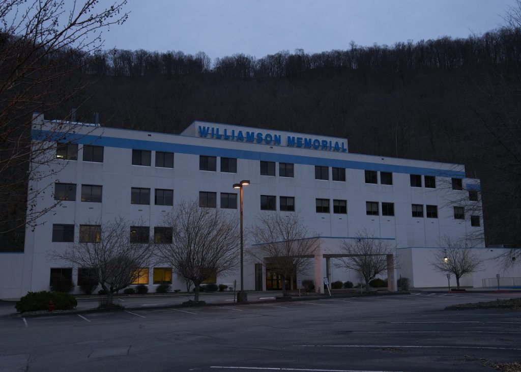 Williamson Memorial Hospital first closed in 2018. It was purchased by local businessmen who were able to keep it open until April 2020 when it closed a second time. Photo: Stacy Kranitz/100 Days in Appalachia