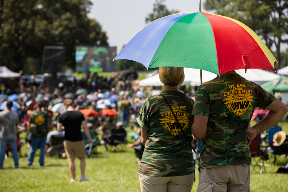 The UMWA estimates some 2,000 union minors and their allies attended the August Brookwood Park event, held near the headquarters of Warrior Met Coal. Photo: Quez Shipman/100 Days in Appalachia