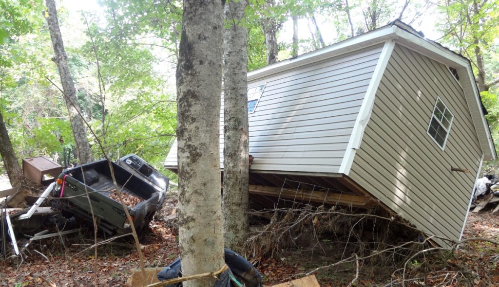 Damage from summer flooding in Caruso, North Carolina. Photo: Taylor Sisk/100 Days in Appalachia